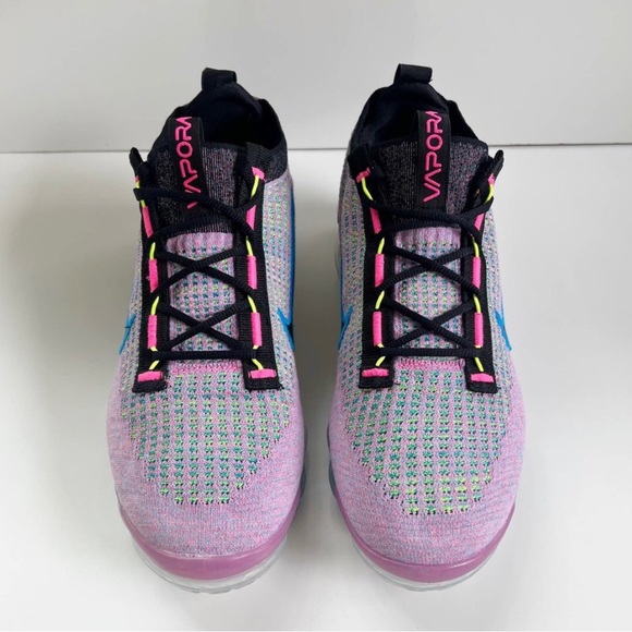 NIKE AIR | Sz 12 VaporMax 2021 Flyknit DX3369-600 Pink Blast Photo Blue Volt - Picture 1 of 4